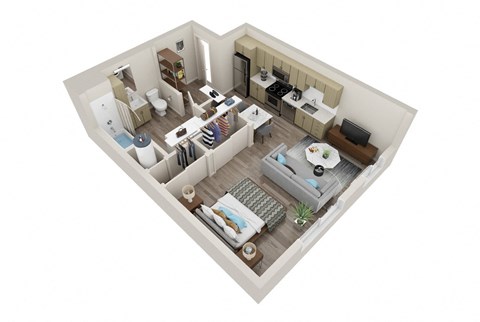 Floor plan for studio, 1 bath, 527 sqft